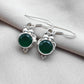 925 SOLID STERLING SILVER NATURAL GREEN ONYX GEMSTONE DANGLING EARRING
