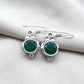925 SOLID STERLING SILVER NATURAL GREEN ONYX GEMSTONE DANGLING EARRING