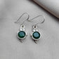 925 SOLID STERLING SILVER NATURAL GREEN ONYX GEMSTONE DANGLING EARRING