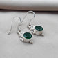 925 SOLID STERLING SILVER NATURAL GREEN ONYX GEMSTONE DANGLING EARRING