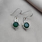 925 SOLID STERLING SILVER NATURAL GREEN ONYX GEMSTONE DANGLING EARRING