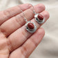 925 SOLID STERLING SILVER NATURAL RED JASPER GEMSTONE DANGLING EARRINGS GIFT FOR HER