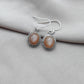 925 SOLID STERLING SILVER NATURAL PEACH MOONSTONE GEMSTONE DANGLING EARRINGS GIFT FOR HER