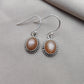925 SOLID STERLING SILVER NATURAL PEACH MOONSTONE GEMSTONE DANGLING EARRINGS GIFT FOR HER