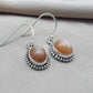 925 SOLID STERLING SILVER NATURAL PEACH MOONSTONE GEMSTONE DANGLING EARRINGS GIFT FOR HER