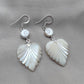 925 SOLID STERLING SILVER NATURAL SHIVA EYE GEMSTONE MOTHER OF PEARL LEAF DESIGN EARRINGS