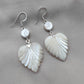 925 SOLID STERLING SILVER NATURAL SHIVA EYE GEMSTONE MOTHER OF PEARL LEAF DESIGN EARRINGS