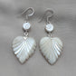 925 SOLID STERLING SILVER NATURAL SHIVA EYE GEMSTONE MOTHER OF PEARL LEAF DESIGN EARRINGS