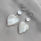 925 SOLID STERLING SILVER NATURAL SHIVA EYE GEMSTONE MOTHER OF PEARL LEAF DESIGN EARRINGS
