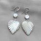 925 SOLID STERLING SILVER NATURAL SHIVA EYE GEMSTONE MOTHER OF PEARL LEAF DESIGN EARRINGS