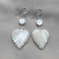 925 SOLID STERLING SILVER NATURAL SHIVA EYE GEMSTONE MOTHER OF PEARL LEAF DESIGN EARRINGS