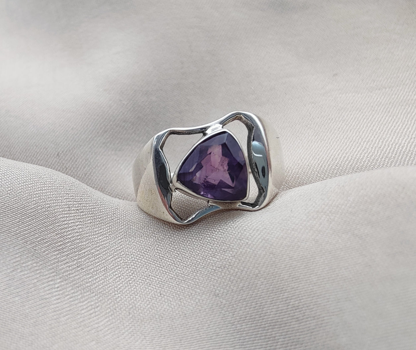 925 SOLID STERLING SILVER NATURAL AMETHYST GEMSTONE HANDMADE RING, ALL SIZES AVAILABLE