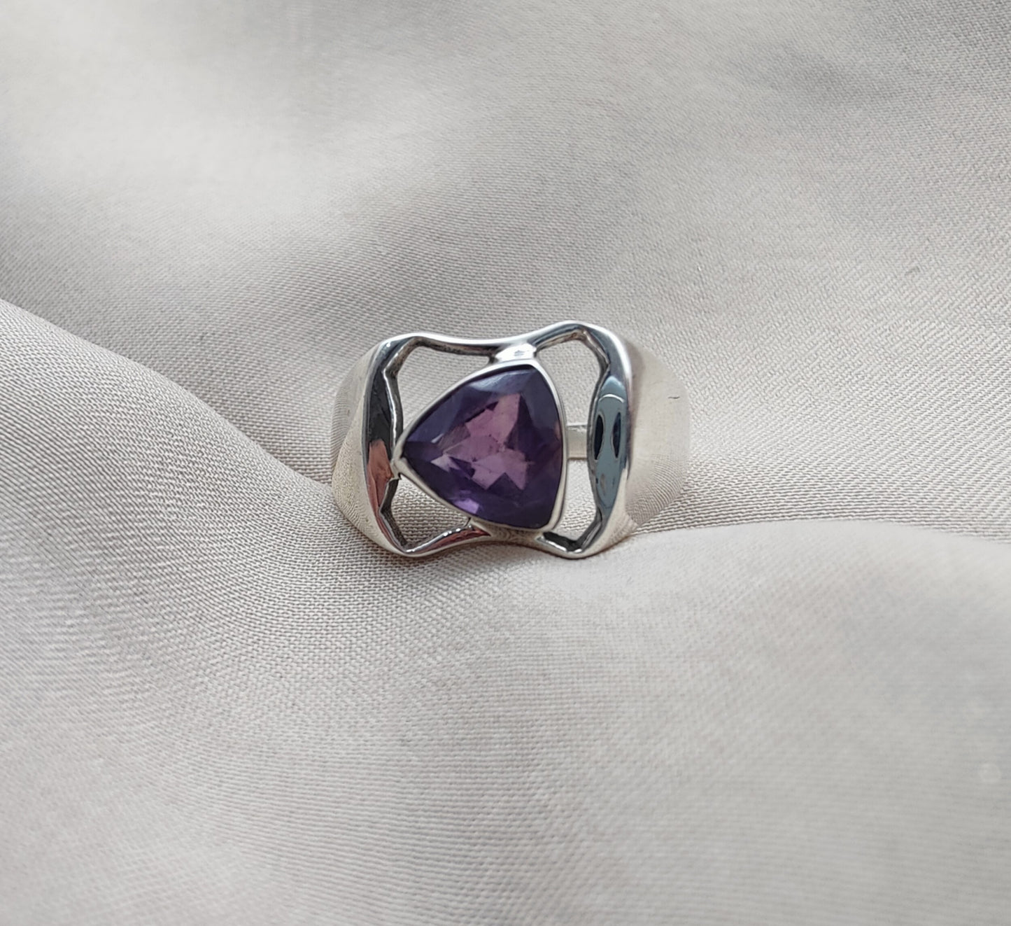 925 SOLID STERLING SILVER NATURAL AMETHYST GEMSTONE HANDMADE RING, ALL SIZES AVAILABLE