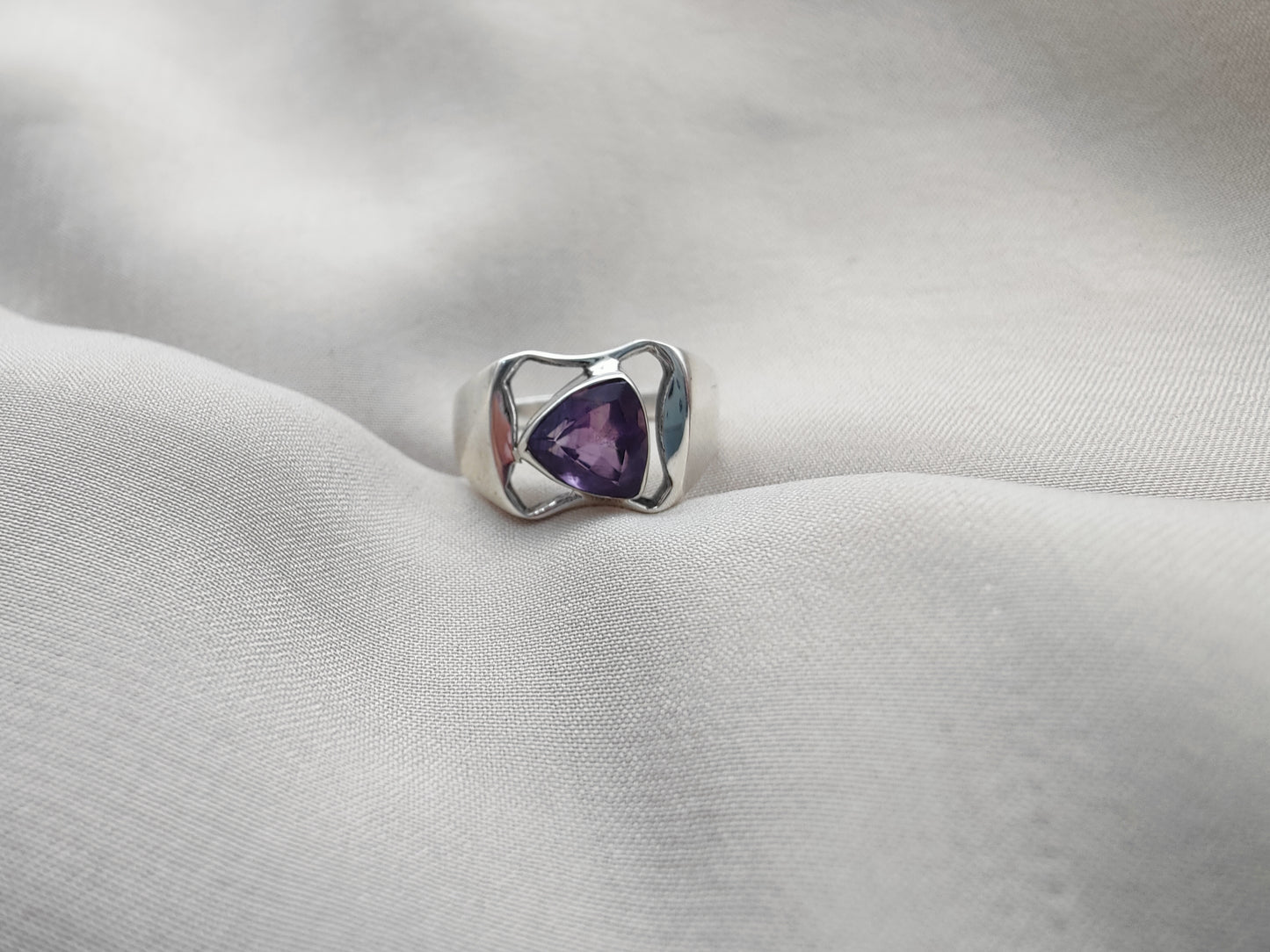 925 SOLID STERLING SILVER NATURAL AMETHYST GEMSTONE HANDMADE RING, ALL SIZES AVAILABLE