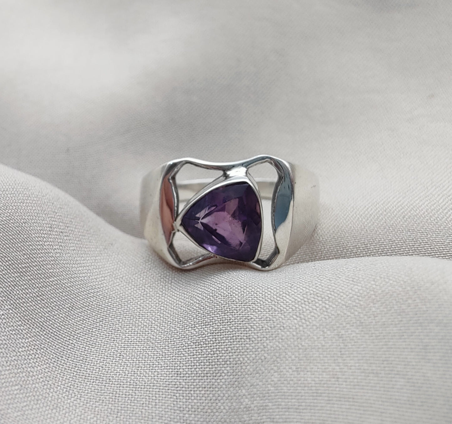 925 SOLID STERLING SILVER NATURAL AMETHYST GEMSTONE HANDMADE RING, ALL SIZES AVAILABLE