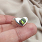 925 SOLID STERLING SILVER NATURAL PERIDOT GEMSTONE HANDMADE RING HEART DESIGN , ALL SIZES AVAILABLE