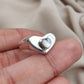 925 SOLID STERLING SILVER NATURAL MOTHER OF PEARL GEMSTONE HANDMADE RING HEART DESIGN , ALL SIZES AVAILABLE