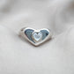 925 SOLID STERLING SILVER NATURAL MOTHER OF PEARL GEMSTONE HANDMADE RING HEART DESIGN , ALL SIZES AVAILABLE