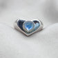 925 SOLID STERLING SILVER NATURAL RAINBOW MOONSTONE GEMSTONE HANDMADE RING HEART DESIGN , ALL SIZES AVAILABLE
