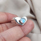 925 SOLID STERLING SILVER NATURAL RAINBOW MOONSTONE GEMSTONE HANDMADE RING HEART DESIGN , ALL SIZES AVAILABLE
