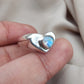 925 SOLID STERLING SILVER NATURAL RAINBOW MOONSTONE GEMSTONE HANDMADE RING HEART DESIGN , ALL SIZES AVAILABLE