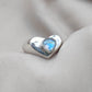 925 SOLID STERLING SILVER NATURAL RAINBOW MOONSTONE GEMSTONE HANDMADE RING HEART DESIGN , ALL SIZES AVAILABLE