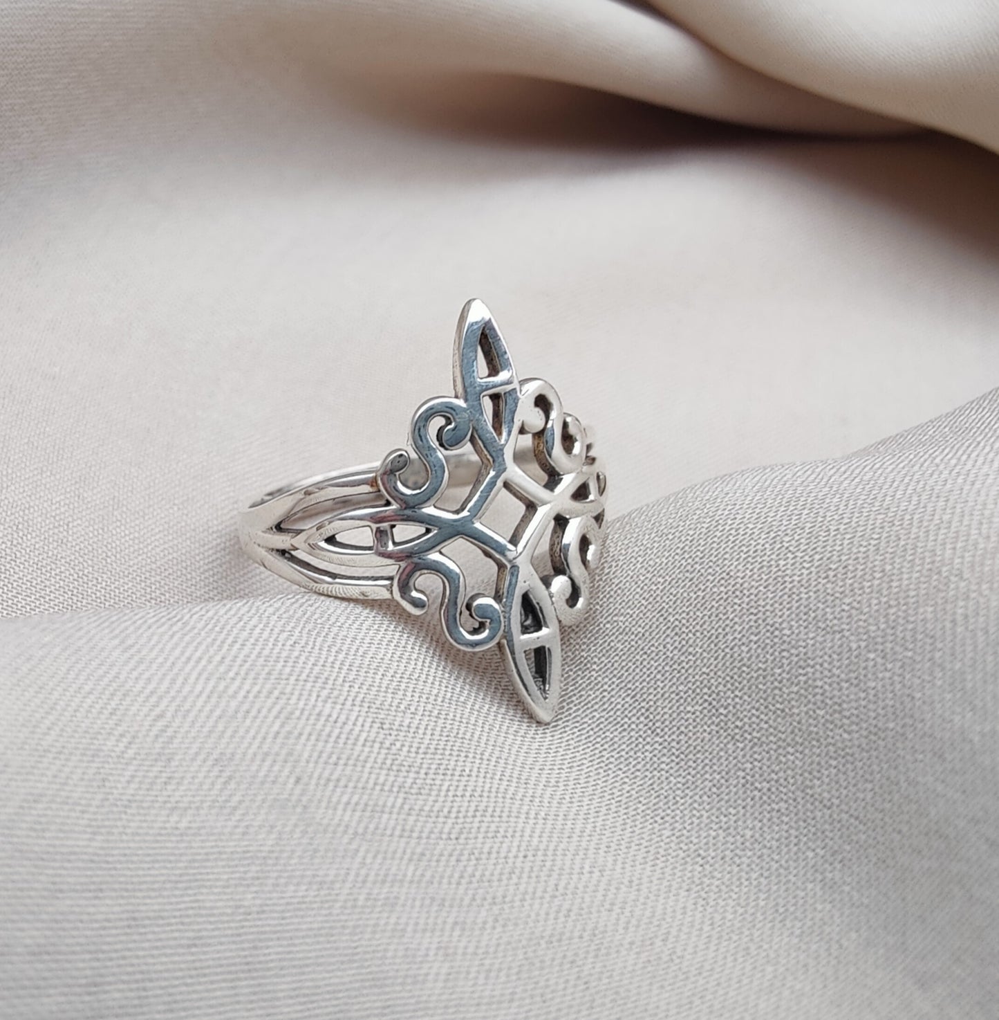 925 SOLID STERLING SILVER FILIGREE RING GOTHIC MEDIEVAL, ALL SIZES AVAILABLE