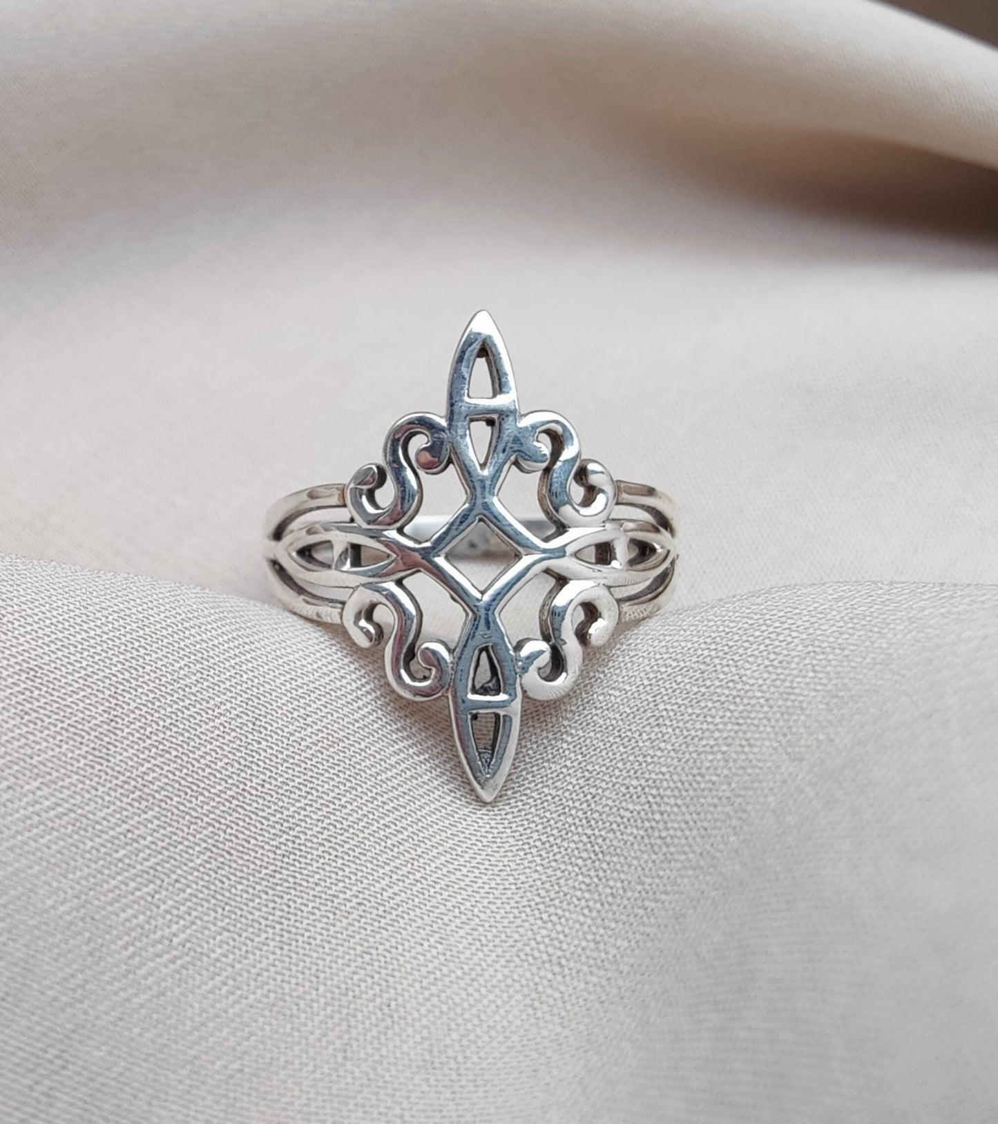 925 SOLID STERLING SILVER FILIGREE RING GOTHIC MEDIEVAL, ALL SIZES AVAILABLE