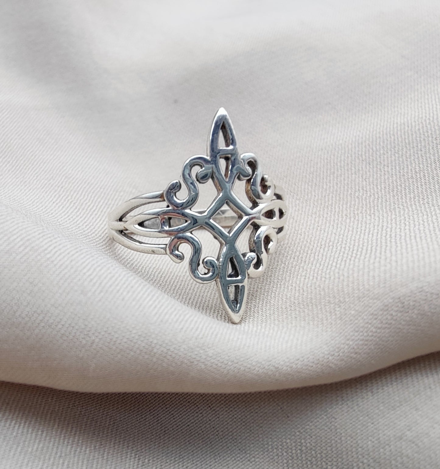 925 SOLID STERLING SILVER FILIGREE RING GOTHIC MEDIEVAL, ALL SIZES AVAILABLE