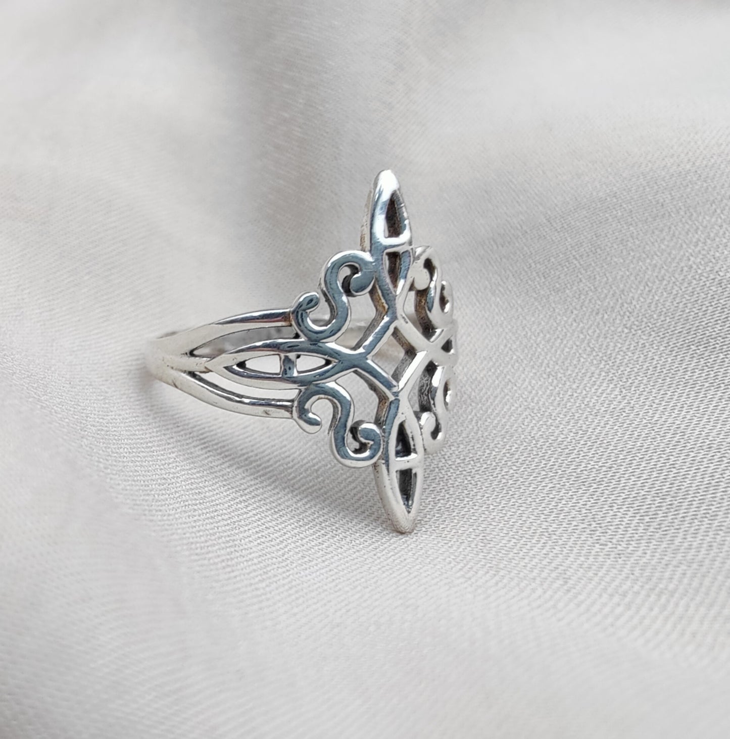 925 SOLID STERLING SILVER FILIGREE RING GOTHIC MEDIEVAL, ALL SIZES AVAILABLE