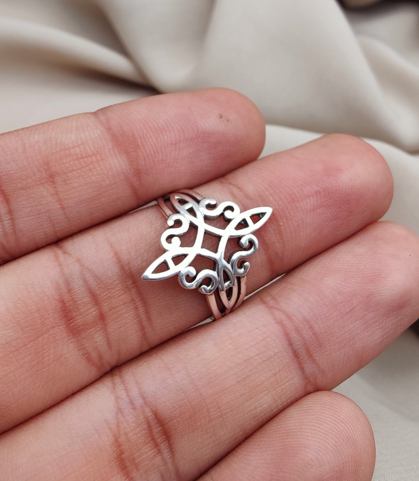 925 SOLID STERLING SILVER FILIGREE RING GOTHIC MEDIEVAL, ALL SIZES AVAILABLE