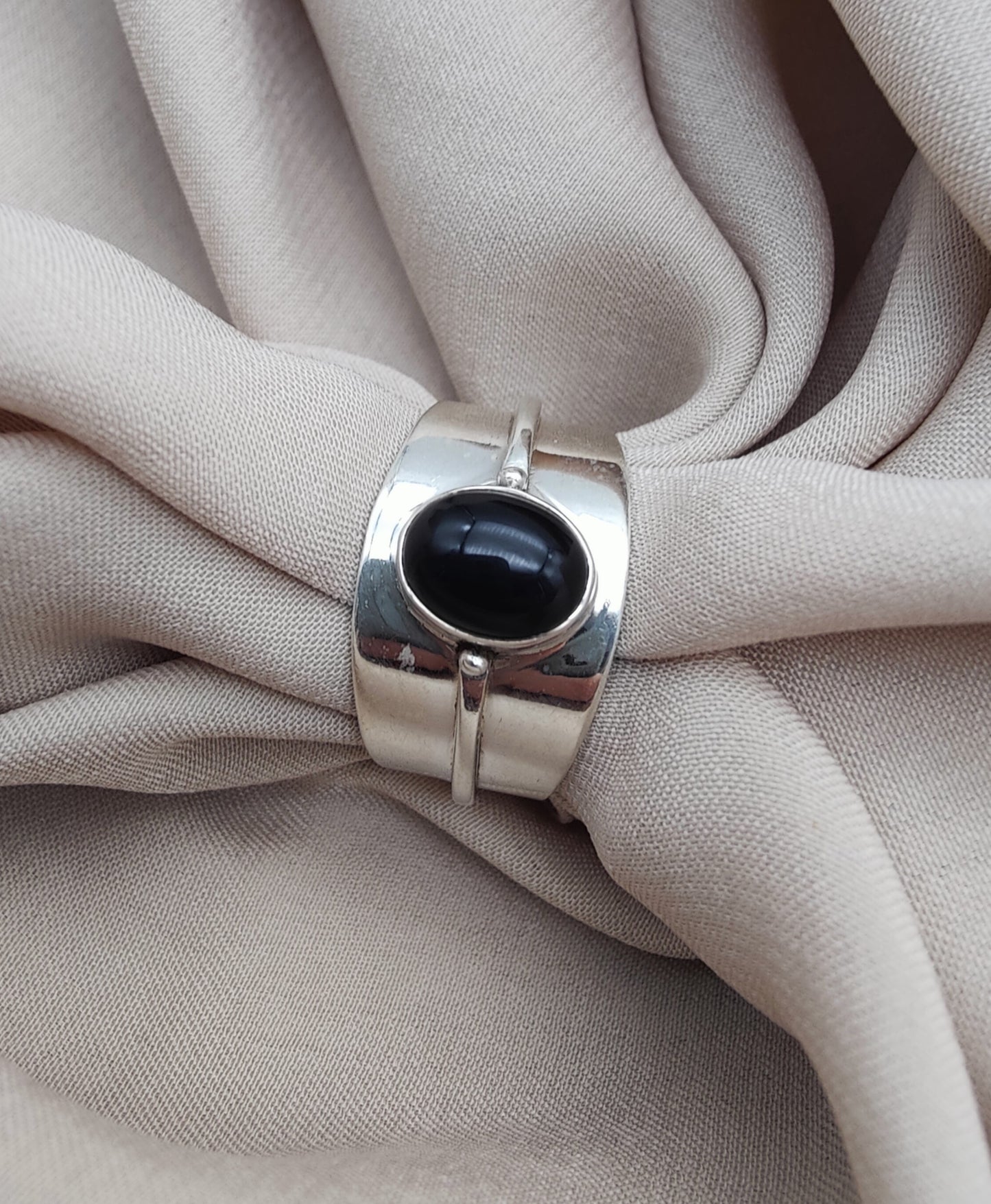 925 SOLID STERLING SILVER NATURAL BLACK ONYX GEMSTONE HANDMADE RING , ALL SIZES AVAILABLE