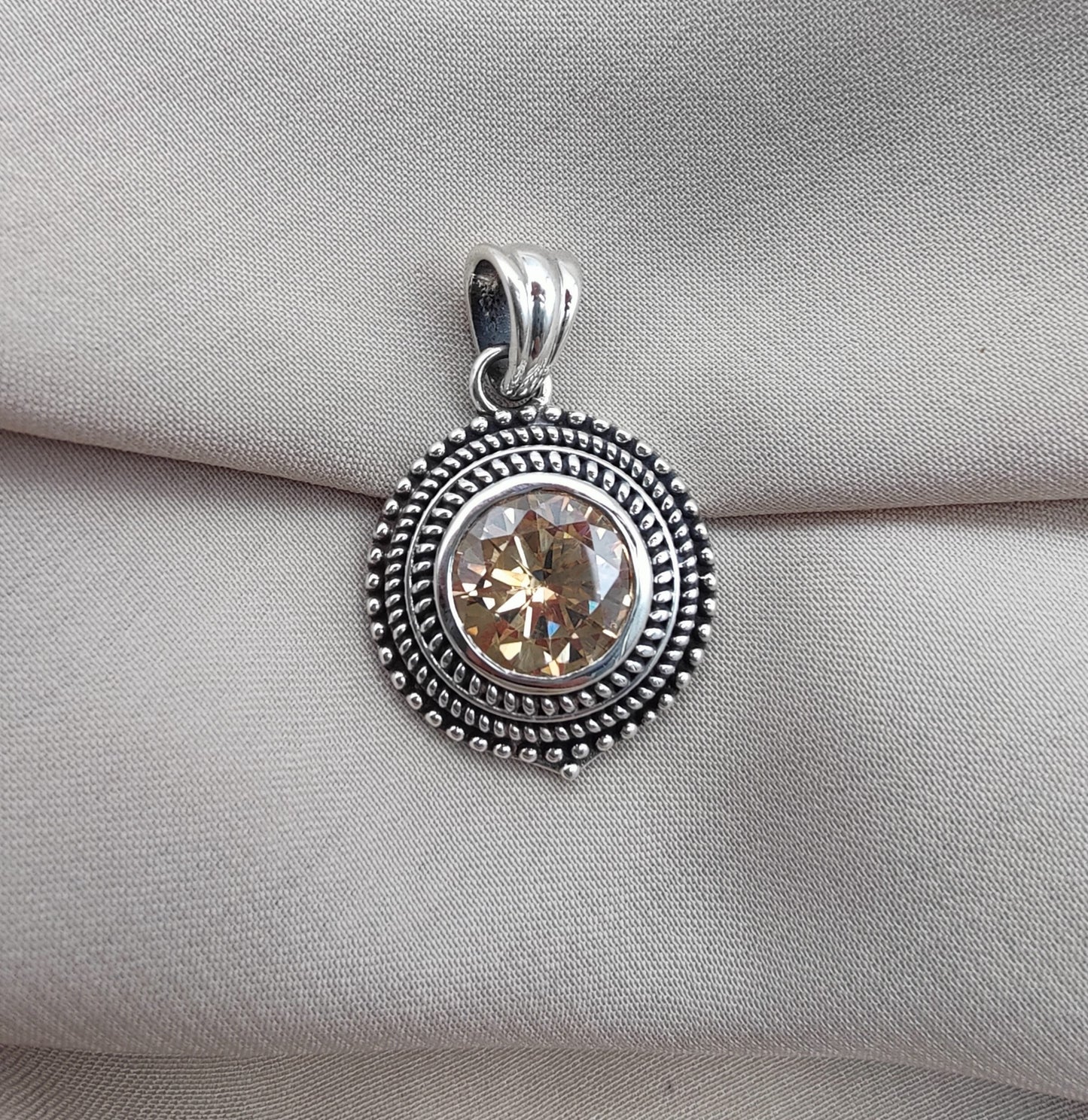 925 SOLID STERLING SILVER NATURAL CITRINE GEMSTONE HANDMADE PENDANT