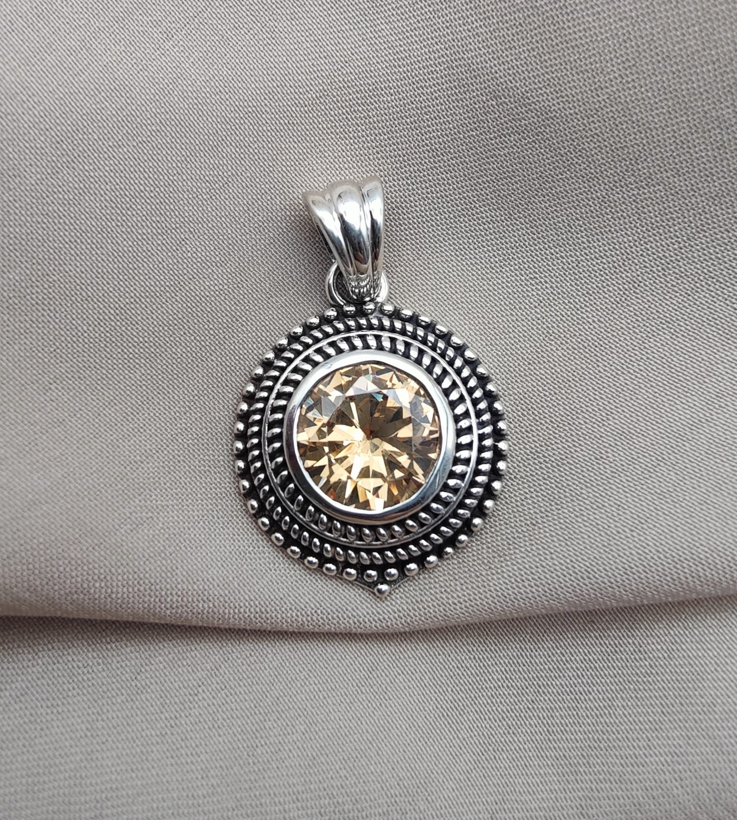 925 SOLID STERLING SILVER NATURAL CITRINE GEMSTONE HANDMADE PENDANT