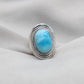 925 SOLID STERLING SILVER NATURAL LARIMAR GEMSTONE HANDMADE RING , ALL SIZES AVAILABLE
