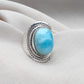 925 SOLID STERLING SILVER NATURAL LARIMAR GEMSTONE HANDMADE RING , ALL SIZES AVAILABLE