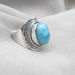 925 SOLID STERLING SILVER NATURAL LARIMAR GEMSTONE HANDMADE RING , ALL SIZES AVAILABLE