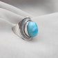 925 SOLID STERLING SILVER NATURAL LARIMAR GEMSTONE HANDMADE RING , ALL SIZES AVAILABLE