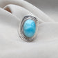 925 SOLID STERLING SILVER NATURAL LARIMAR GEMSTONE HANDMADE RING , ALL SIZES AVAILABLE