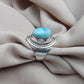 925 SOLID STERLING SILVER NATURAL LARIMAR GEMSTONE HANDMADE RING , ALL SIZES AVAILABLE