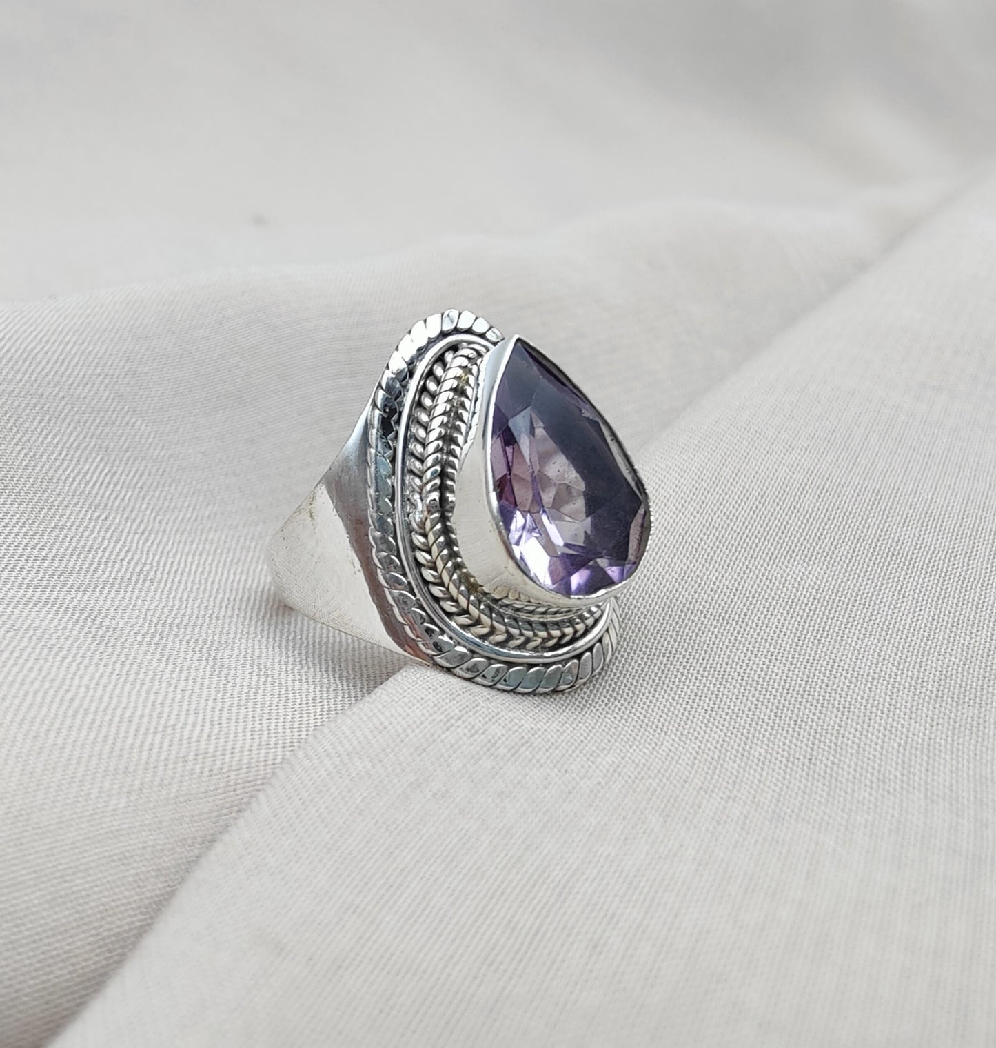 925 SOLID STERLING SILVER NATURAL AMETHYST GEMSTONE HANDMADE RING, ALL SIZES AVAILABLE