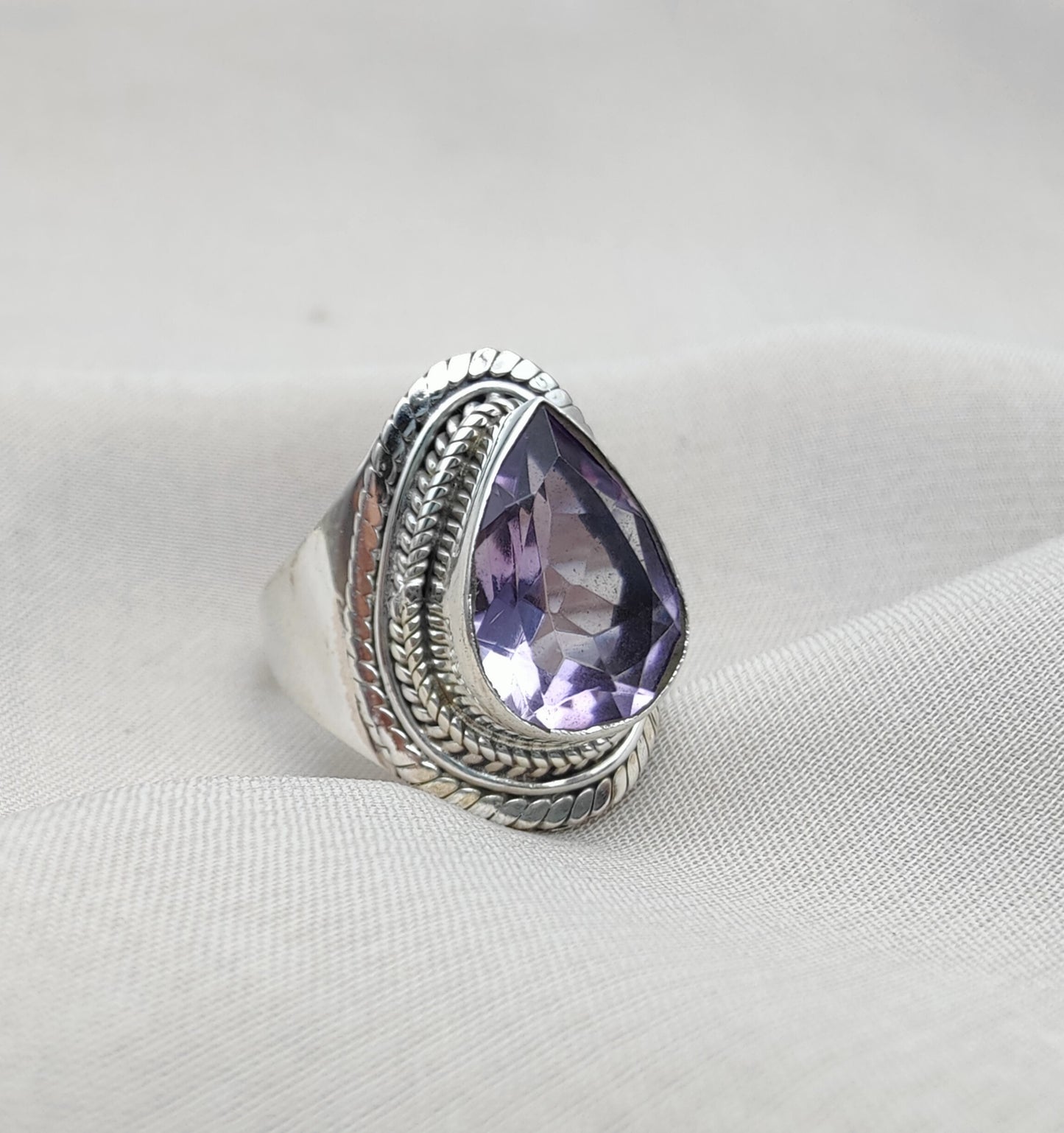 925 SOLID STERLING SILVER NATURAL AMETHYST GEMSTONE HANDMADE RING, ALL SIZES AVAILABLE