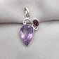 925 SOLID STERLING SILVER NATURAL AMETHYST AND GARNET GEMSTONE HANDMADE PENDANT