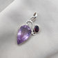 925 SOLID STERLING SILVER NATURAL AMETHYST AND GARNET GEMSTONE HANDMADE PENDANT