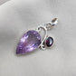 925 SOLID STERLING SILVER NATURAL AMETHYST AND GARNET GEMSTONE HANDMADE PENDANT
