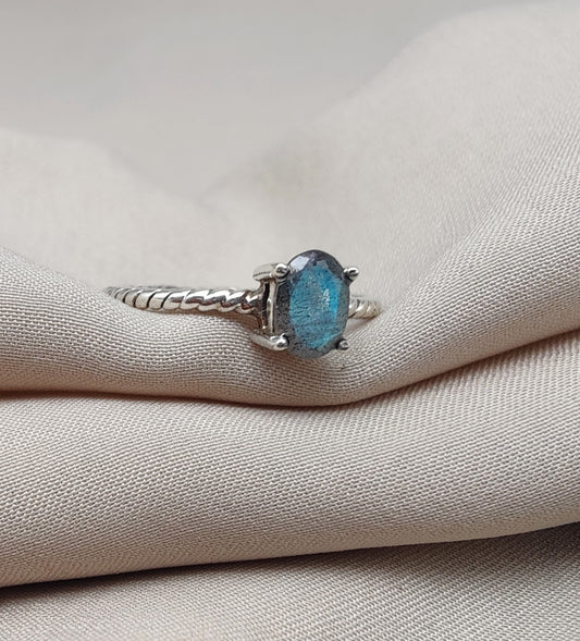 925 SOLID STERLING SILVER NATURAL LABRADORITE GEMSTONE HANDMADE RING, ALL SIZES AVAILABLE