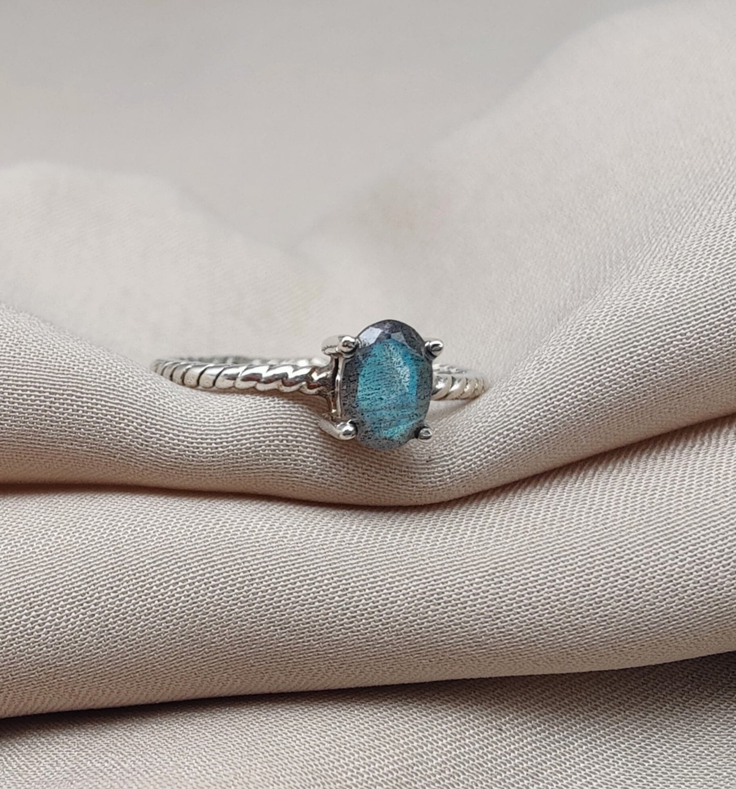 925 SOLID STERLING SILVER NATURAL LABRADORITE GEMSTONE HANDMADE RING, ALL SIZES AVAILABLE