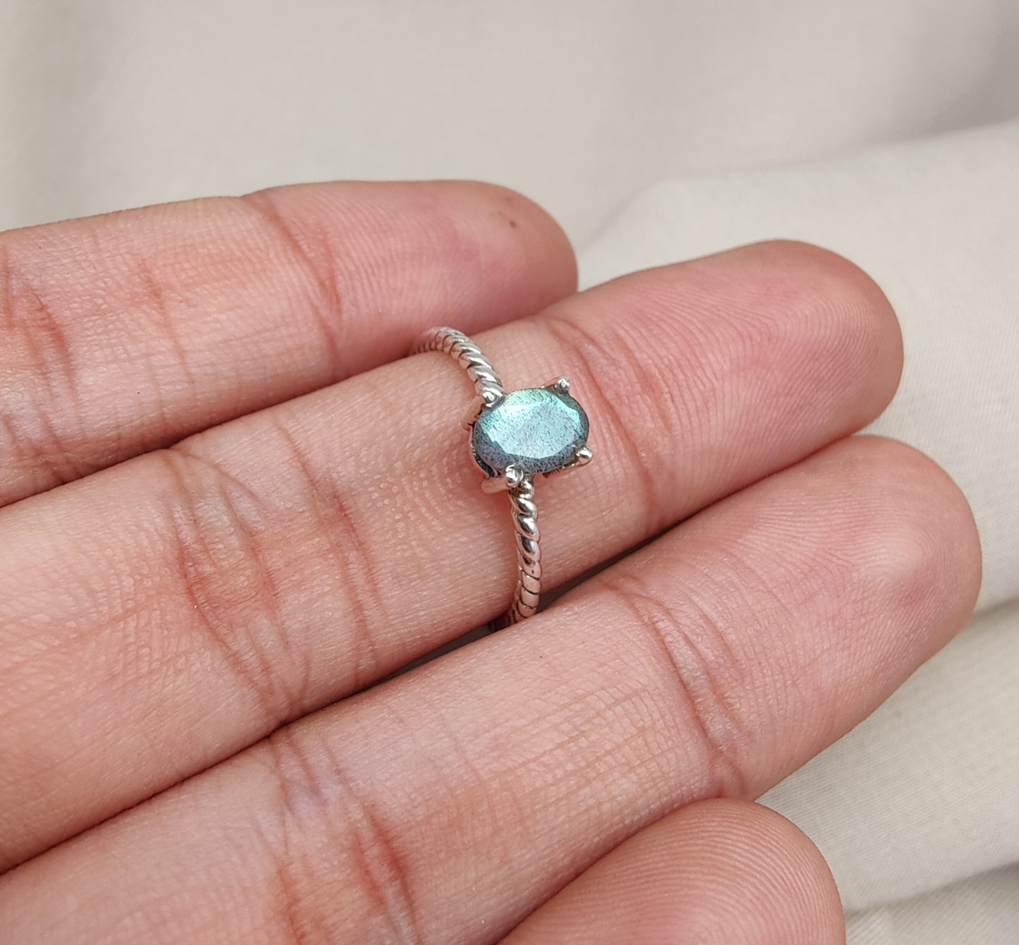 925 SOLID STERLING SILVER NATURAL LABRADORITE GEMSTONE HANDMADE RING, ALL SIZES AVAILABLE