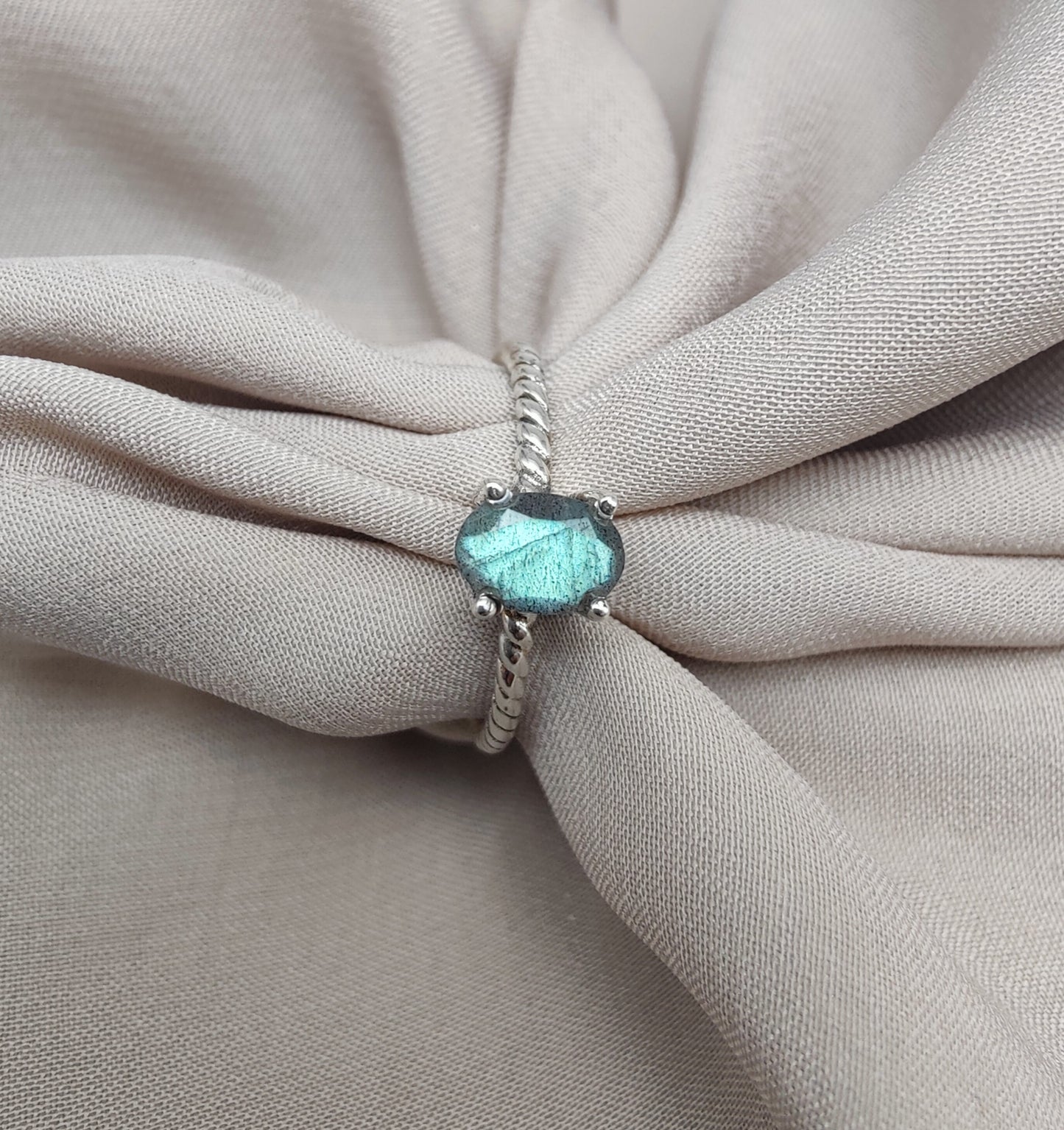 925 SOLID STERLING SILVER NATURAL LABRADORITE GEMSTONE HANDMADE RING, ALL SIZES AVAILABLE