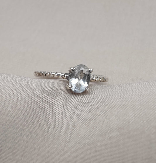 925 SOLID STERLING SILVER NATURAL CRYSTAL QUARTZ GEMSTONE HANDMADE RING, ALL SIZES AVAILABLE